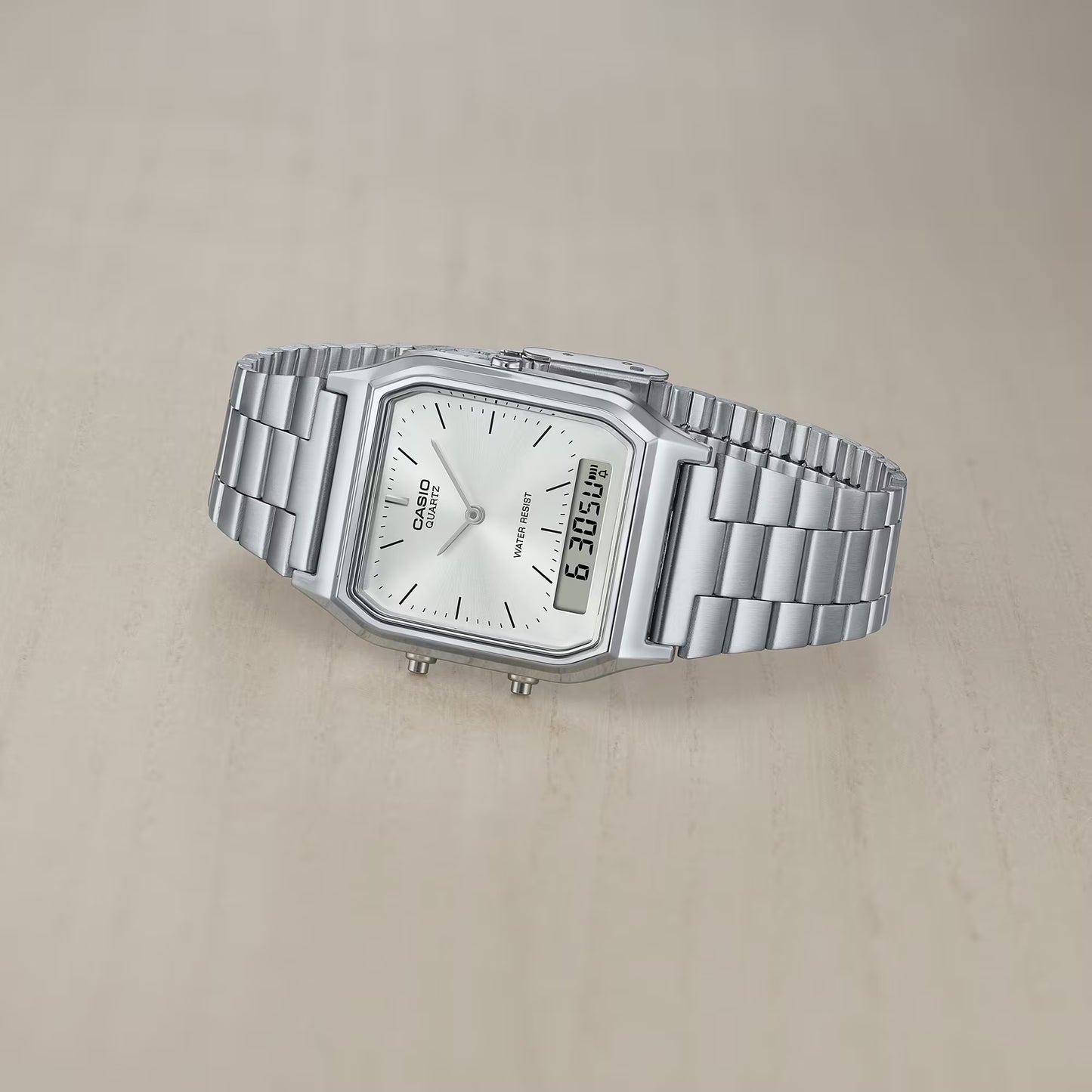CASIO AQ-230A-7AMQY A/D QUARTZ SILVER DIAL STEEL WATCH