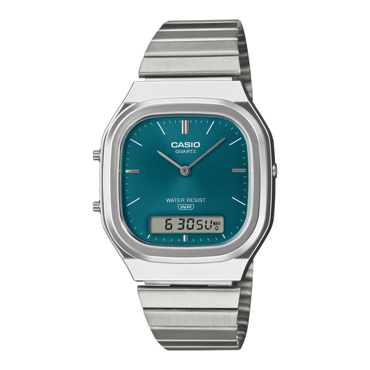 CASIO AQ-240E-3A AQ240E-3A A/D QUARTZ TEAL GREEN DIAL WATCH