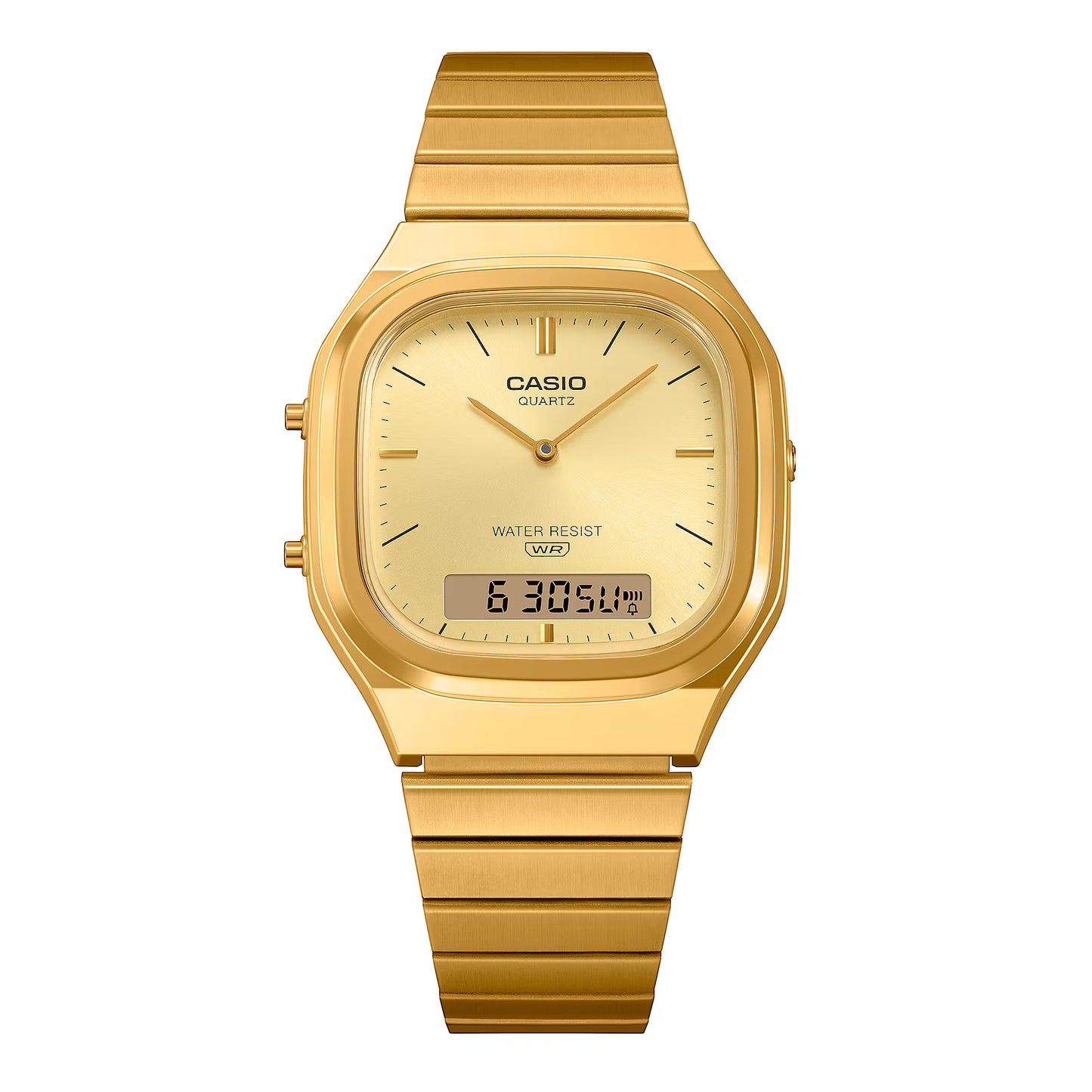 CASIO AQ-240EG-9A AQ240EG-9A A/D QUARTZ GOLD DIAL WATCH