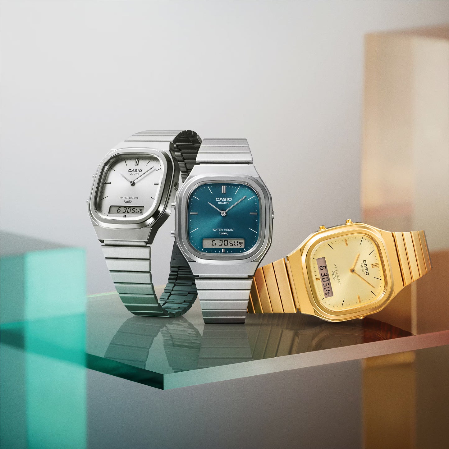 CASIO AQ-240E-7A AQ240E-7A A/D QUARTZ SILVER DIAL WATCH