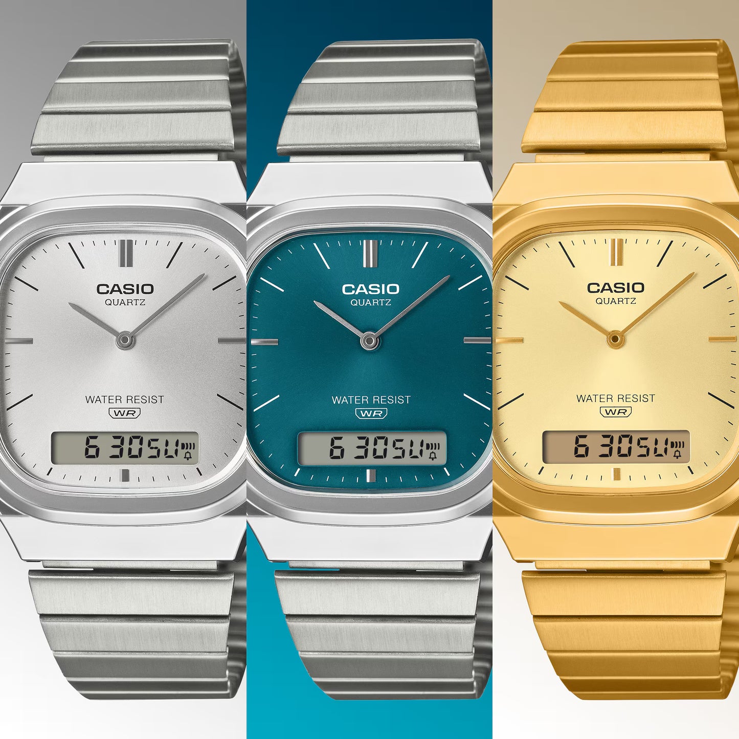 CASIO AQ-240E-7A AQ240E-7A A/D QUARTZ SILVER DIAL WATCH