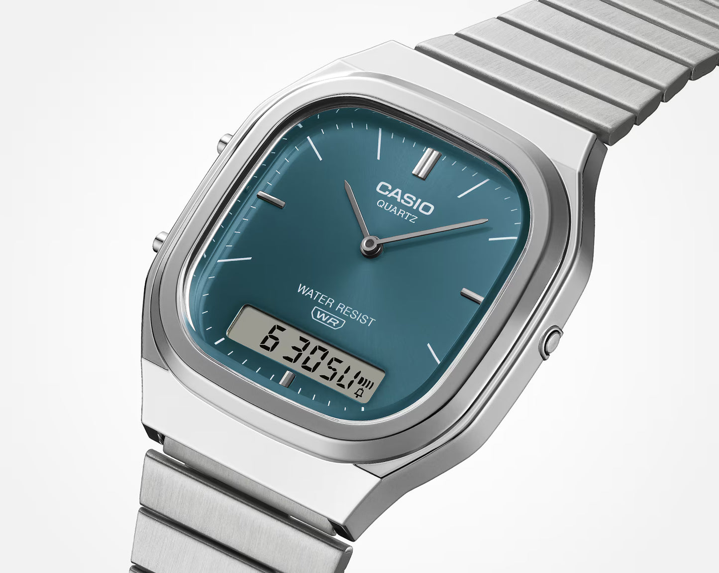 CASIO AQ-240E-3A AQ240E-3A A/D QUARTZ TEAL GREEN DIAL WATCH