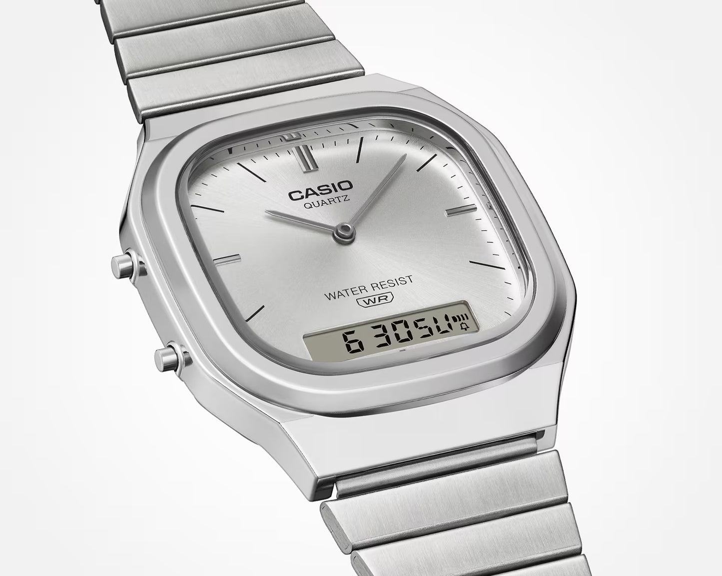 CASIO AQ-240E-7A AQ240E-7A A/D QUARTZ SILVER DIAL WATCH