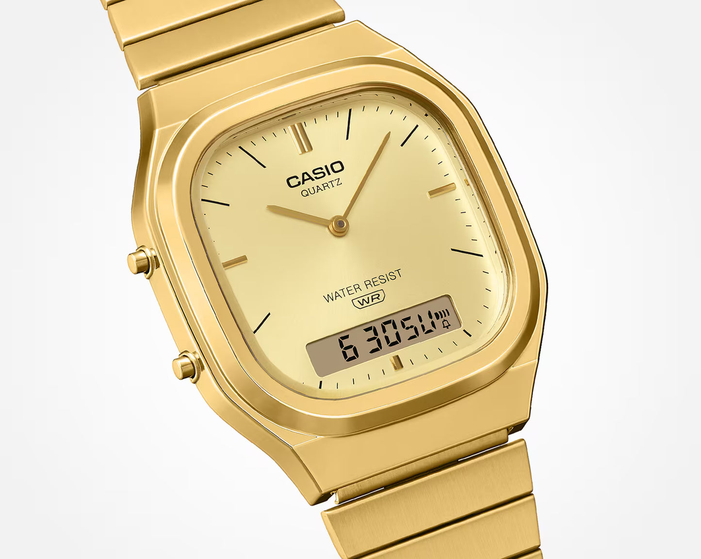 CASIO AQ-240EG-9A AQ240EG-9A A/D QUARTZ GOLD DIAL WATCH