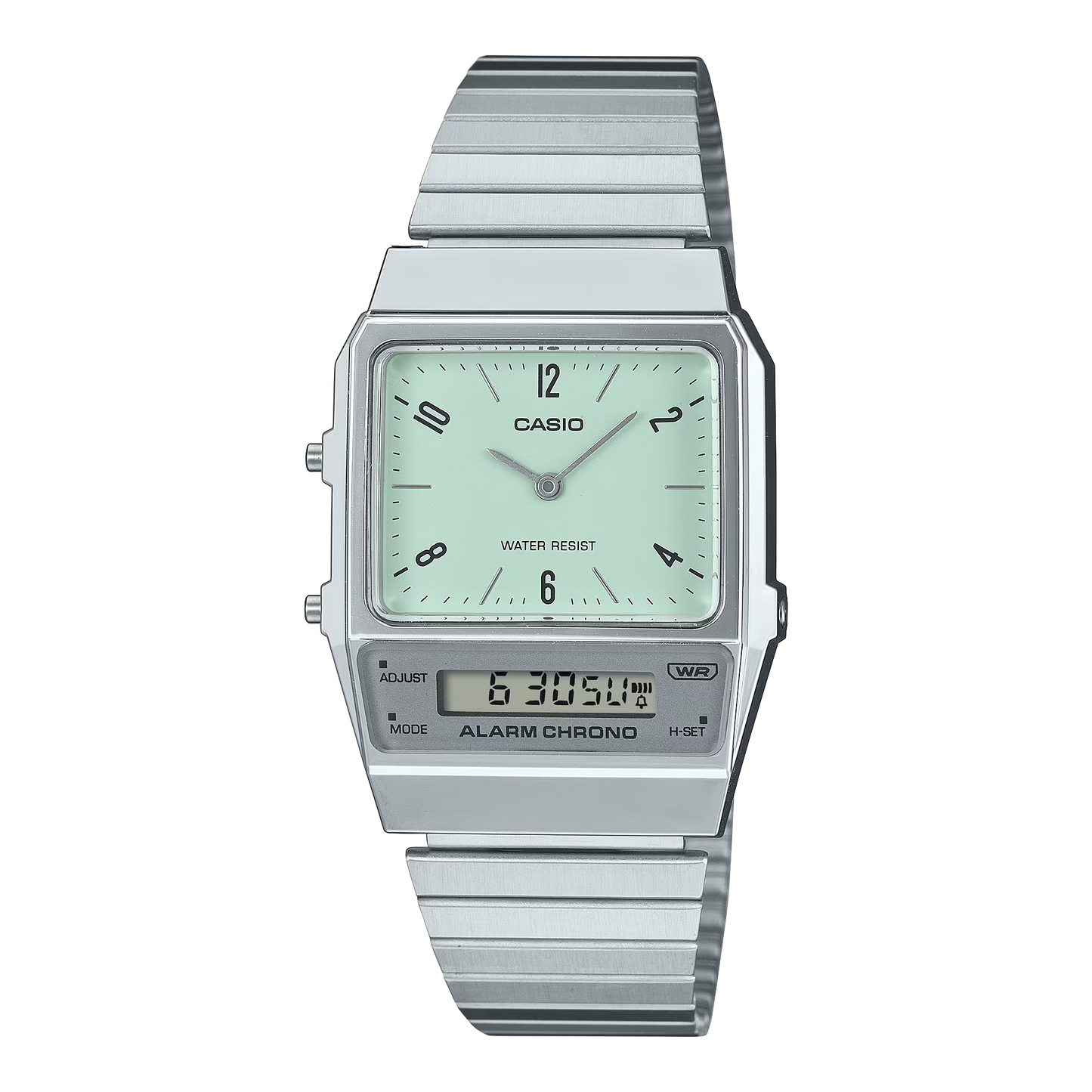 CASIO AQ-800E-3A A/D QUARTZ GREEN DIAL STEEL WATCH