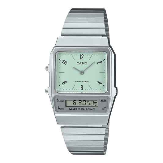 CASIO AQ-800E-3A A/D QUARTZ GREEN DIAL STEEL WATCH