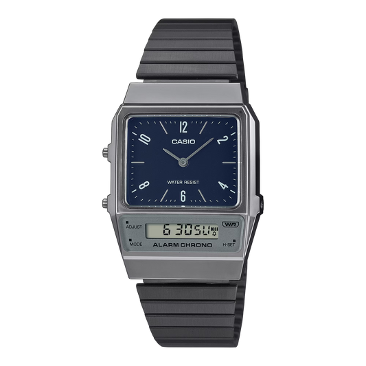CASIO AQ-800EB-2A A/D QUARTZ BLUE DIAL GRAY STEEL WATCH