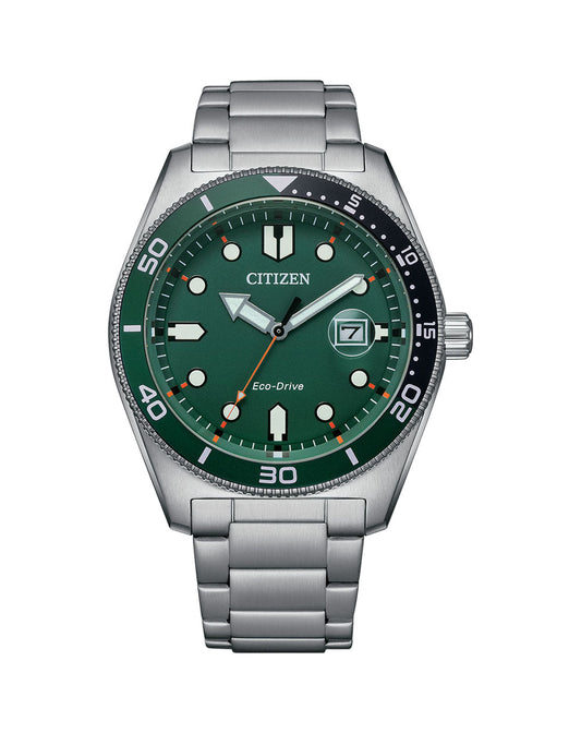 CITIZEN AW1768-80X MARINE ECO-DRIVE GREEN DIAL WATCH