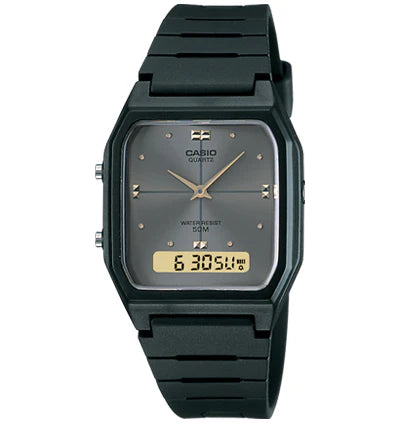 CASIO AW-48HE-8AV QUARTZ BLACK / GRAY DIAL GOLD ACCENTS A/D WATCH