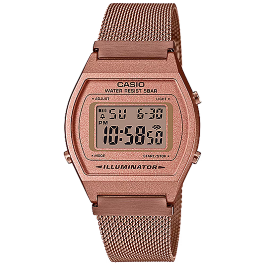 CASIO B640WMR-5AVT DIGITAL QUARTZ ROSE GOLD MESH BAND WATCH