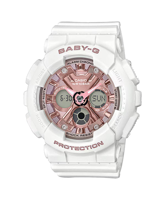 CASIO BABY-G BA-130-7A1 BA130 WHITE/PINK LADIES WATCH