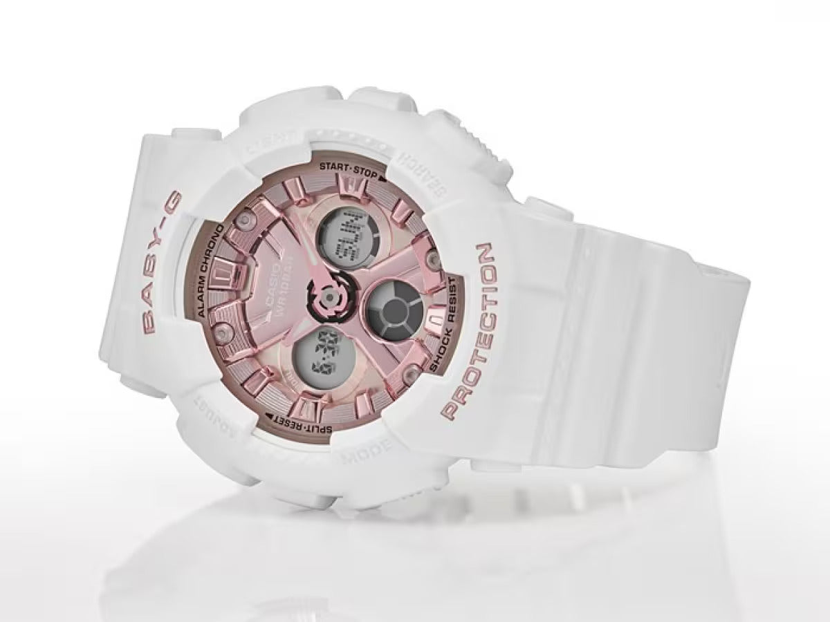 CASIO BABY-G BA-130-7A1 BA130 WHITE/PINK LADIES WATCH