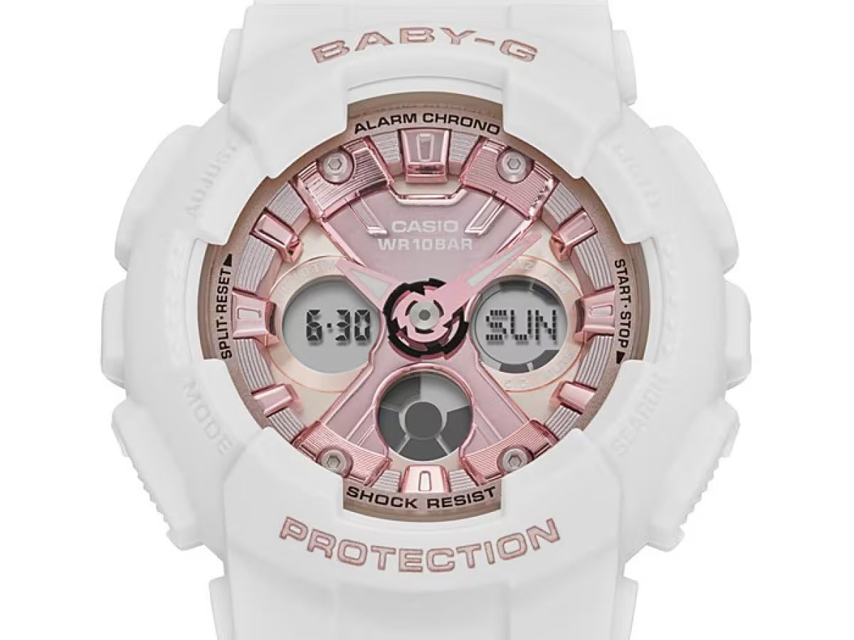 CASIO BABY-G BA-130-7A1 BA130 WHITE/PINK LADIES WATCH