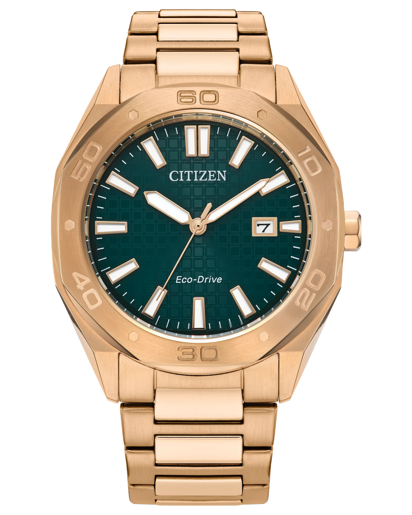 CITIZEN BM7633-81X ODYN ECO-DRIVE ROSE GOLD-TONE GREEN DIAL WATCH