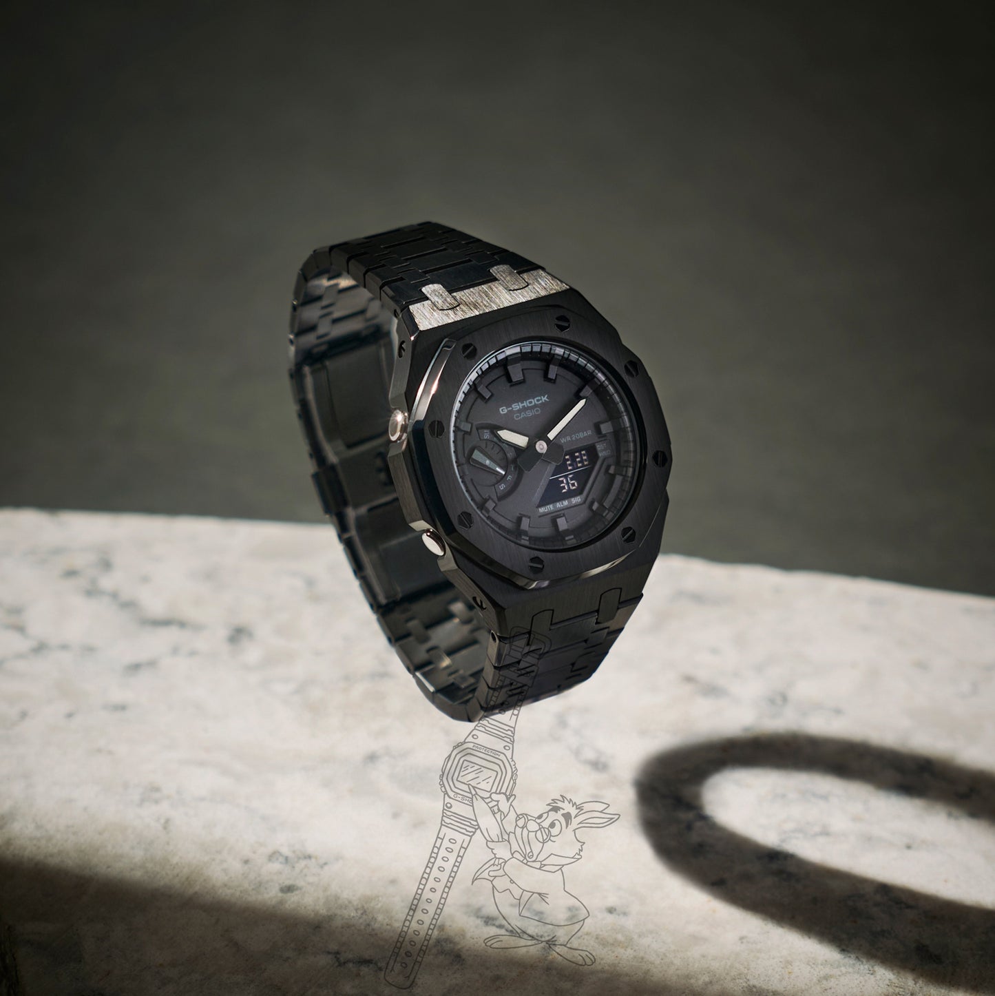 CASIOAK BLACKOUT GSHOCK MOD GA2100 GA-2100 MEN'S WATCH