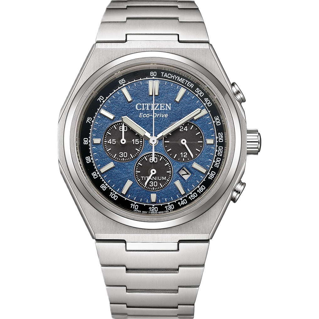 CITIZEN CA4610-85L "ZENSHIN" CHRONOGRAPH SUPER TITANIUM BLUE DIAL WATCH