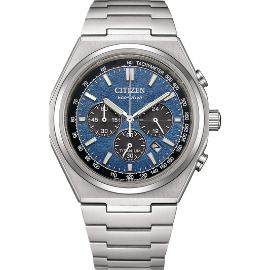 CITIZEN CA4610-85L "ZENSHIN" CHRONOGRAPH SUPER TITANIUM BLUE DIAL WATCH