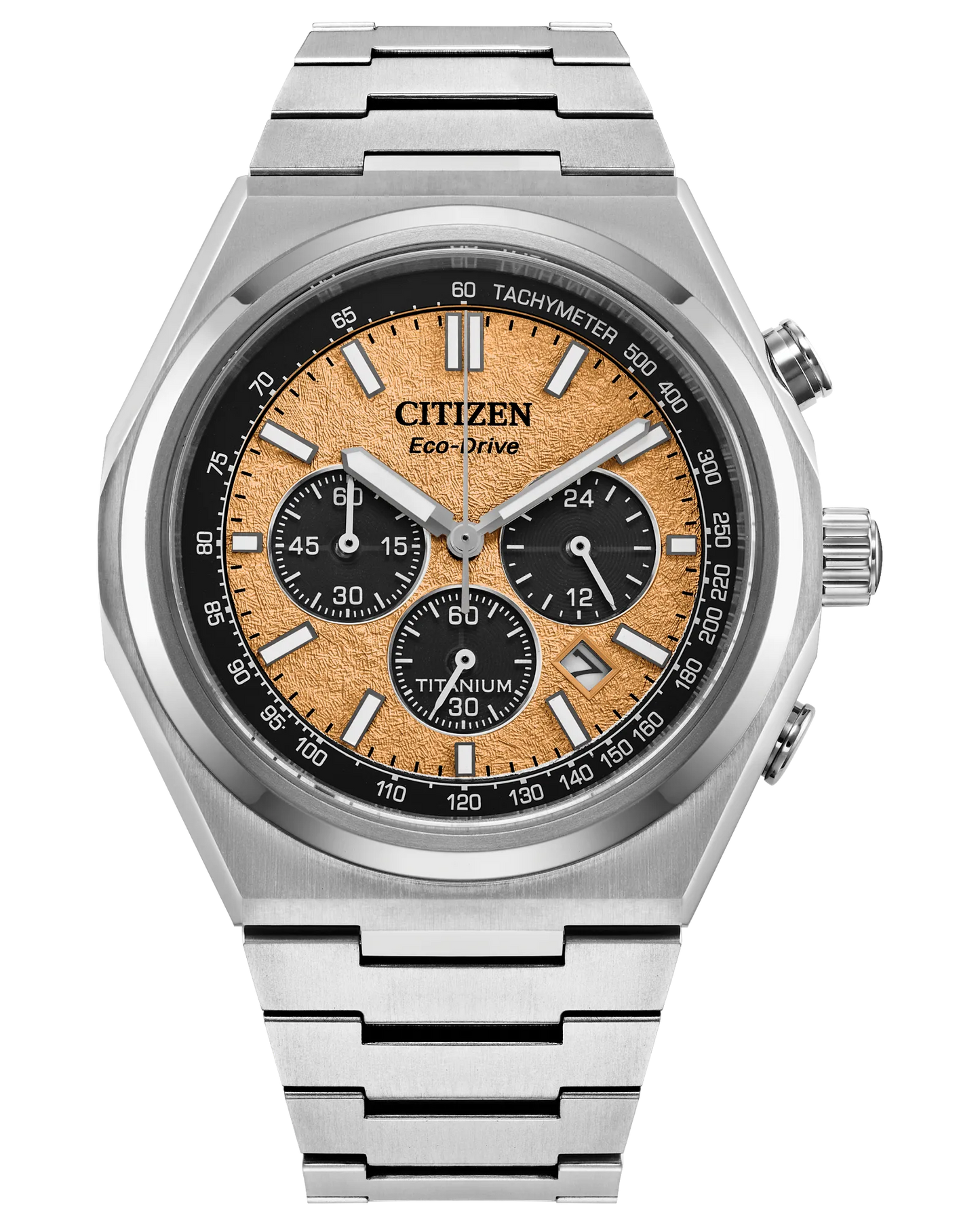 CITIZEN CA4610-85Z "ZENSHIN" CHRONOGRAPH SUPER TITANIUM SALMON DIAL WATCH