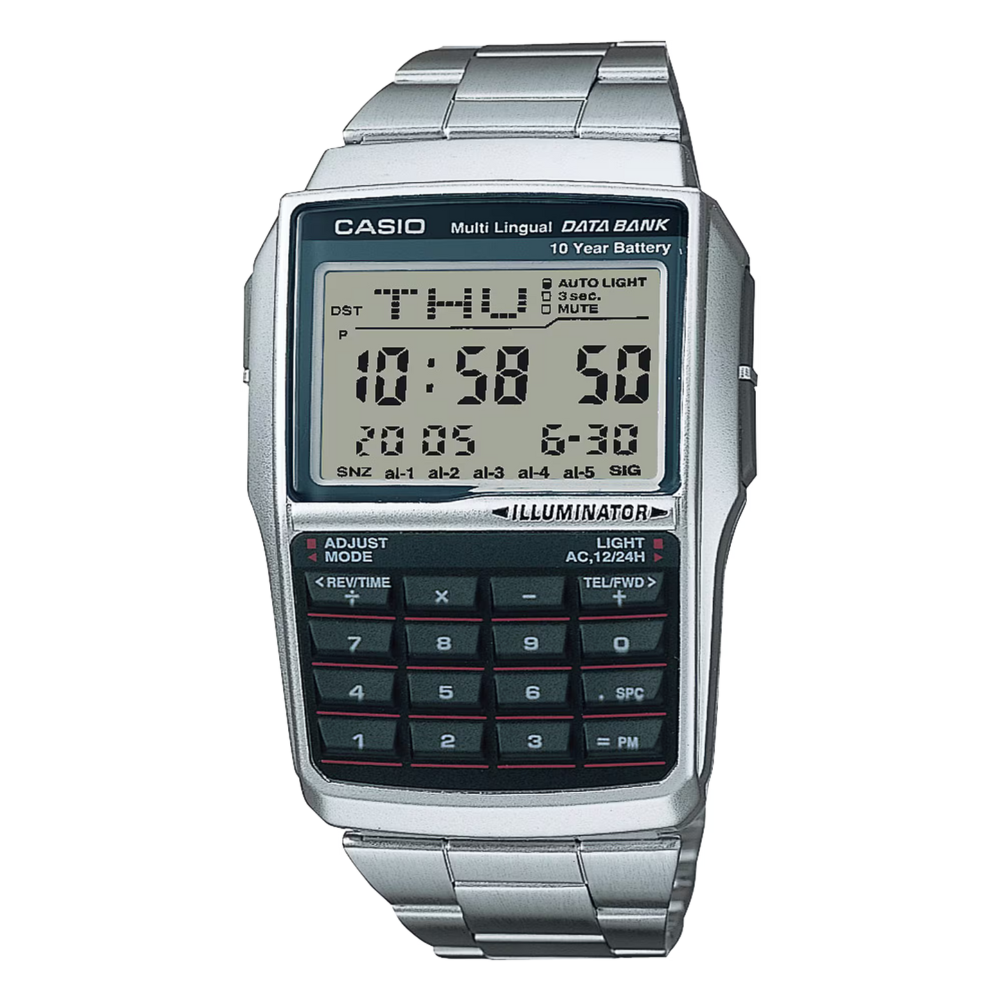 CASIO DBC-32D-1A DATABANK CALCULATOR STAINLESS STEEL DIGITAL WATCH