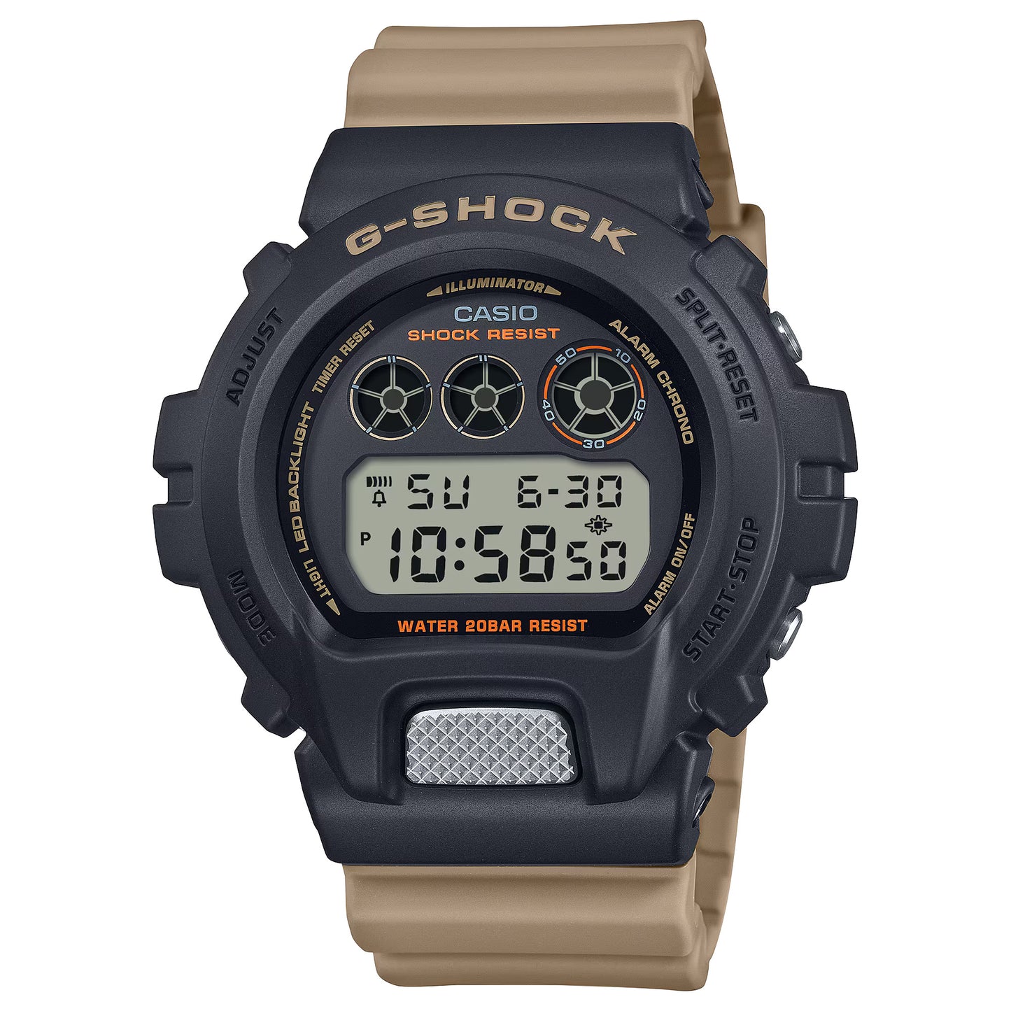 CASIO G-SHOCK DW-6900TU-1A5 TWO-TONE UTILITY BEIGE DIGITAL WATCH