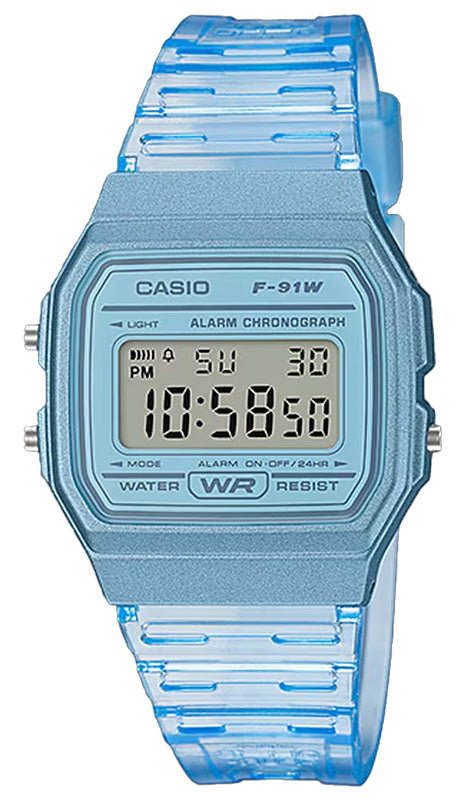 CASIO F91WS-2 F-91 TRANSLUCENT BLUE DIGITAL WATCH