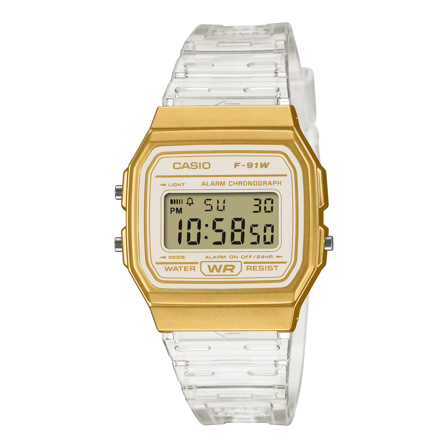 CASIO F-91WS-7A2 TRANSPARENT GOLD DIGITAL WATCH