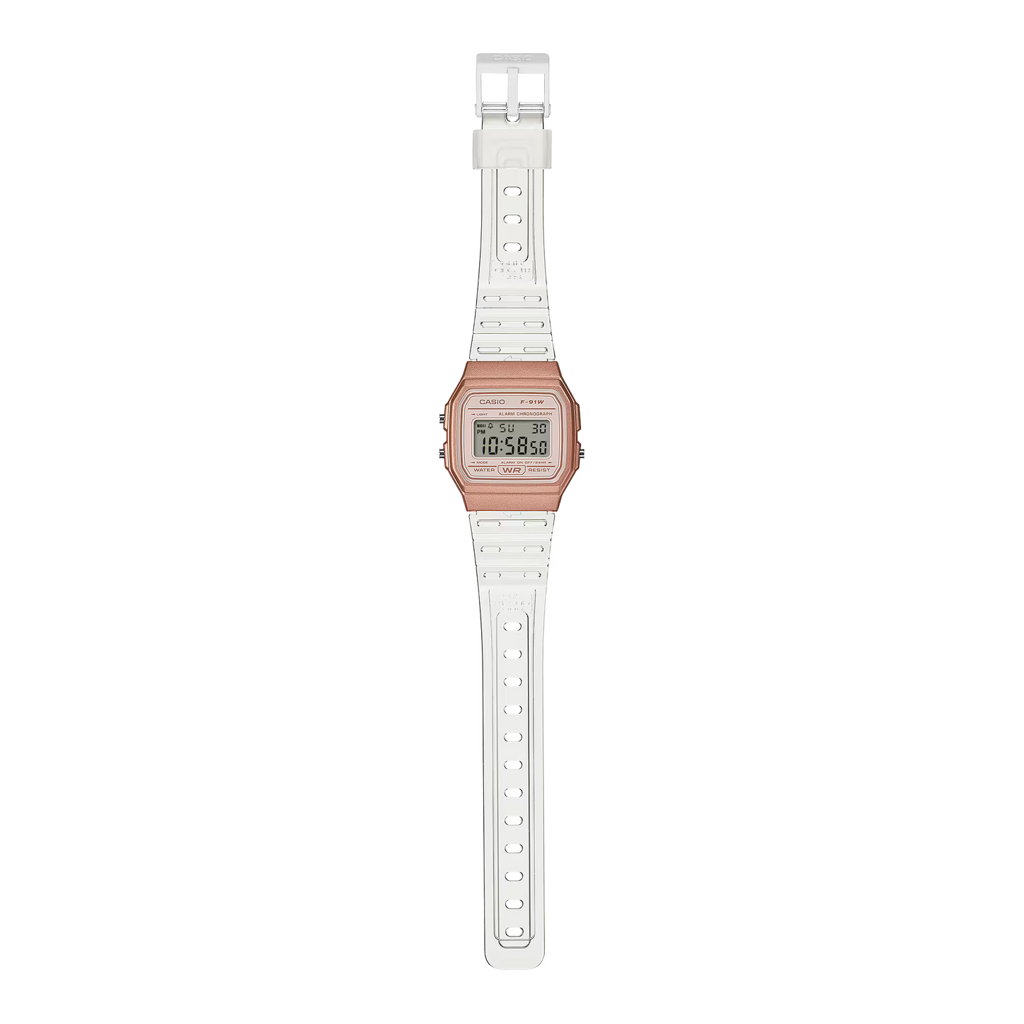 CASIOF-91WS-7A3 TRANSPARENT ROSE GOLD DIGITAL WATCH