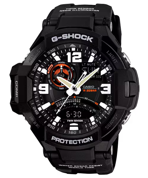 CASIO G-SHOCK GA-1000-1A GRAVITYMASTER BLACK A/D MEN'S WATCH