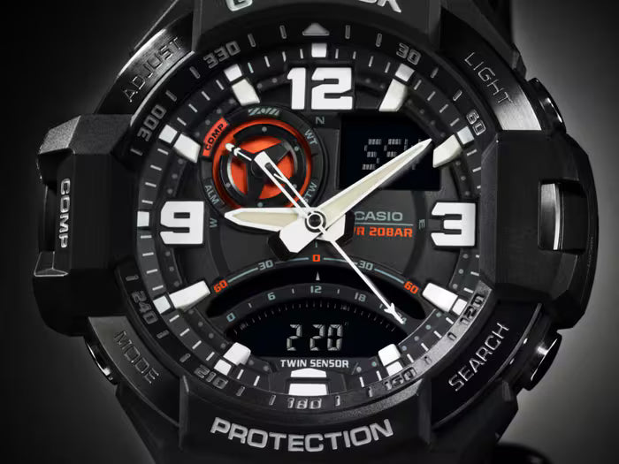 CASIO G-SHOCK GA-1000-1A GRAVITYMASTER BLACK A/D MEN'S WATCH