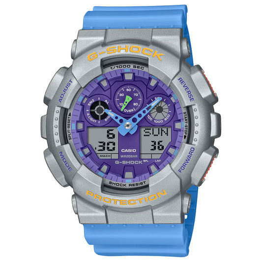 CASIO G-SHOCK GA-100EU-8A2 BLUE/PURPLE METALLIC A/D WATCH