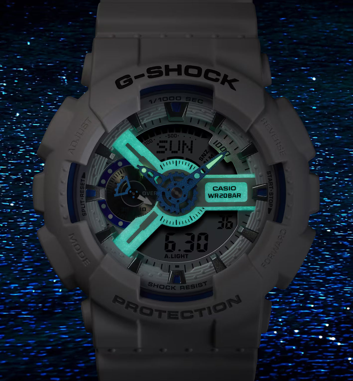 CASIO G-SHOCK GA-110HDS-7A WHITE & BLUE A/D MEN'S WATCH