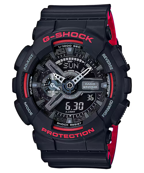 CASIO G-SHOCK GA-110HR-1A BLACK & RED A/D MEN'S WATCH