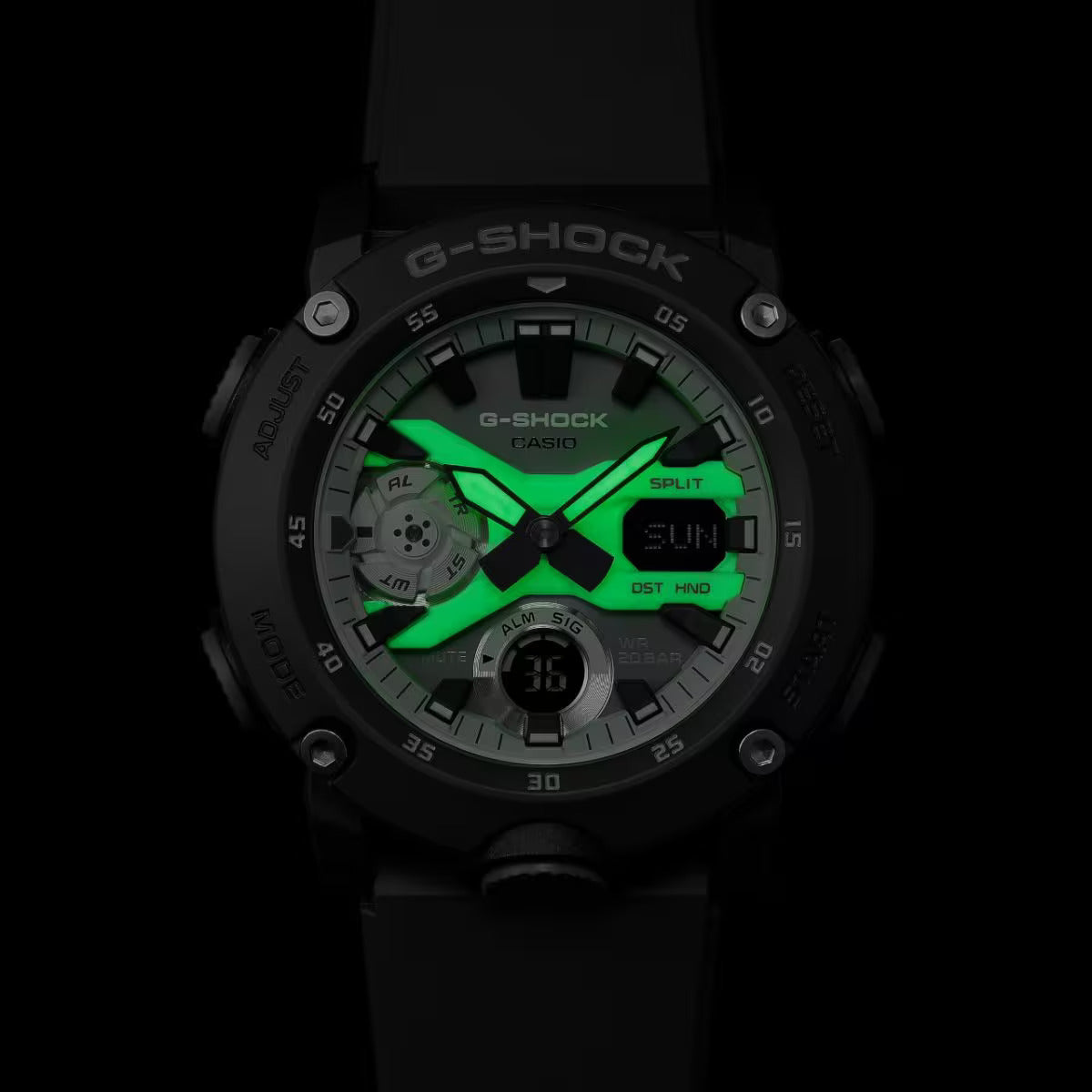 CASIO G-SHOCK GA-2000HD-8A HIDDEN GLOW DIGITAL/ANALOG WATCH