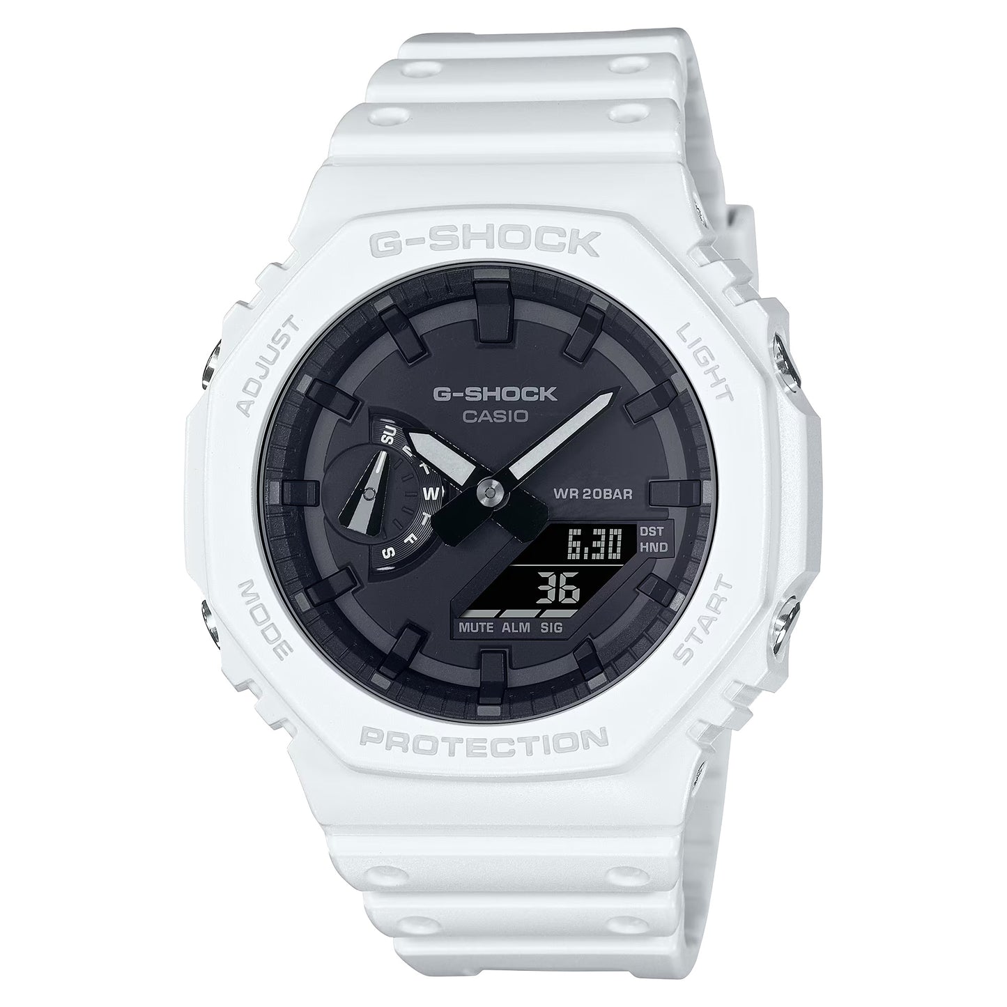 CASIO G-SHOCK GA-2100-7A GA2100-7A WHITE BLACK DIAL WATCH