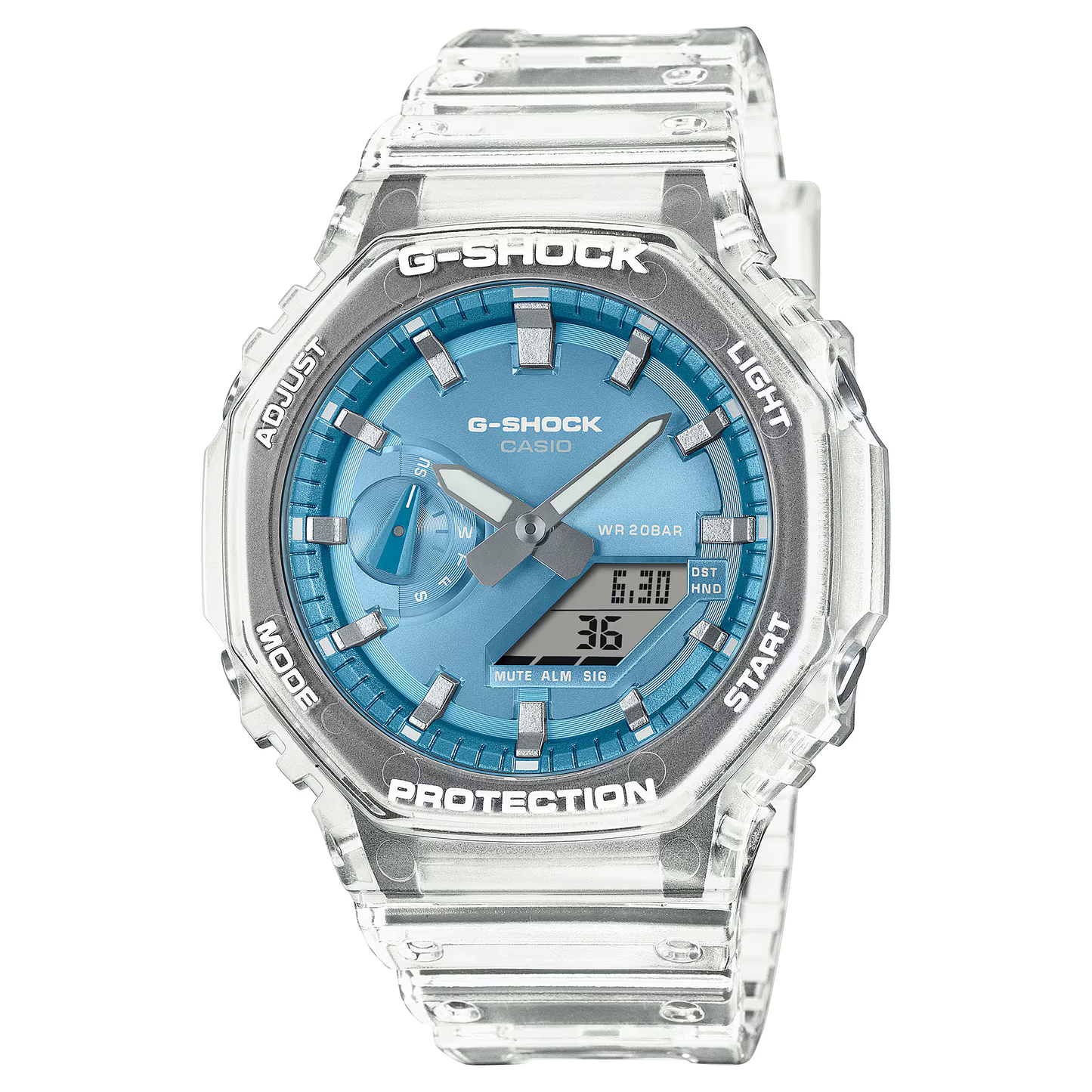CASIO G-SHOCK GA-2100BM-7A2 "CASIOAK" BLUE DIAL TRANSPARENT MEN'S WATCH