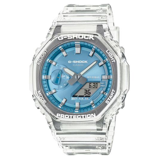 CASIO G-SHOCK GA-2100BM-7A2 "CASIOAK" BLUE DIAL TRANSPARENT MEN'S WATCH