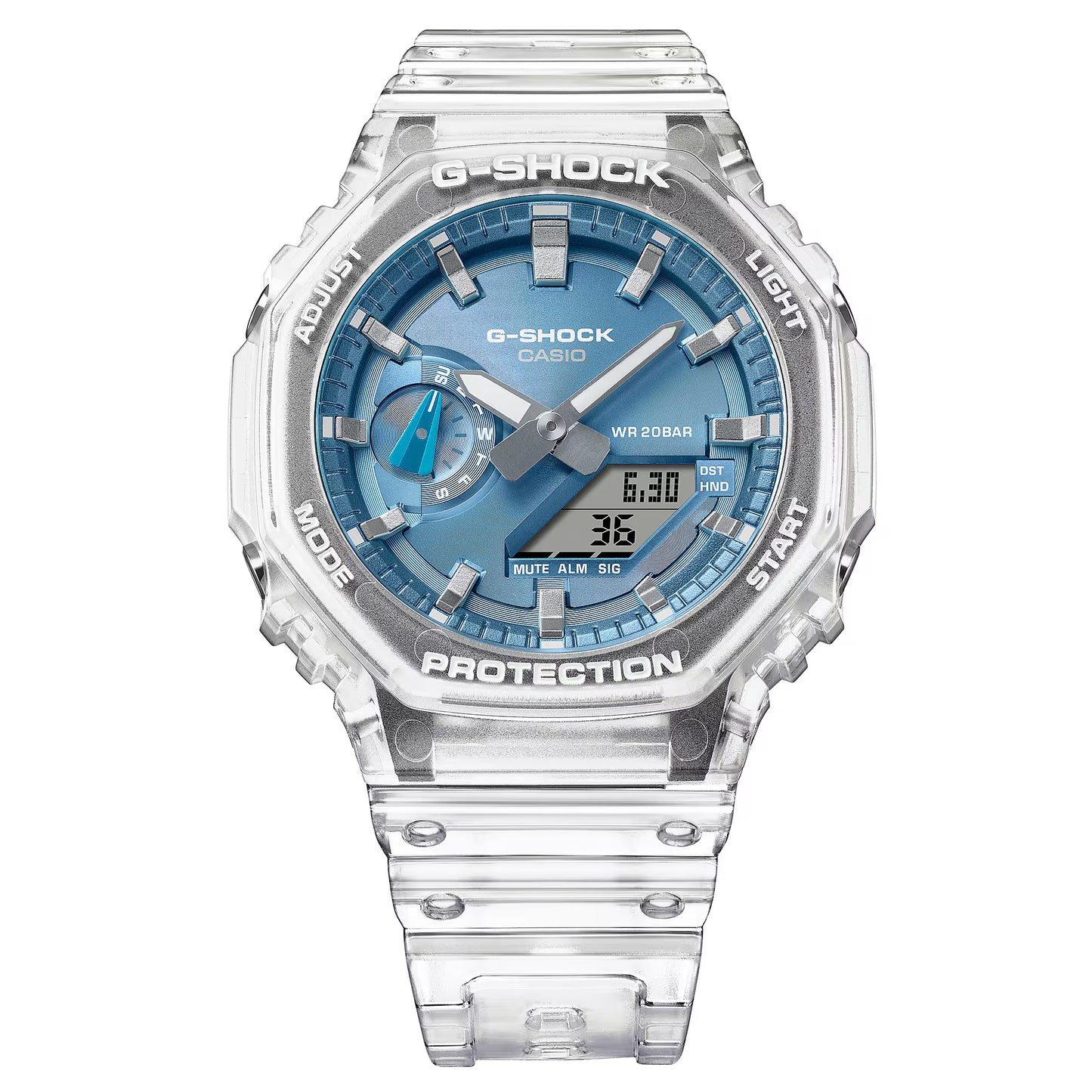 CASIO G-SHOCK GA-2100BM-7A2 "CASIOAK" BLUE DIAL TRANSPARENT MEN'S WATCH