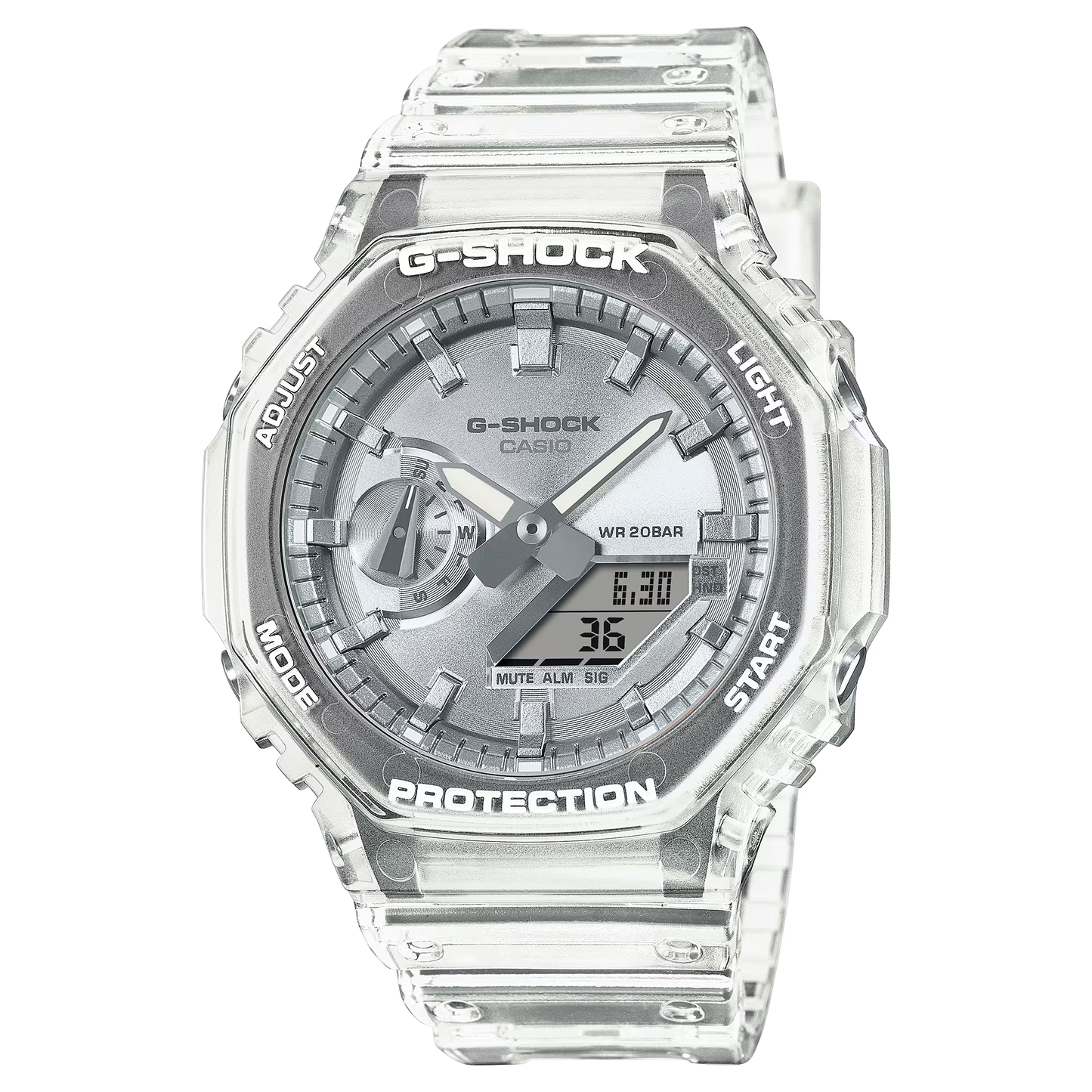 CASIO G-SHOCK GA-2100BM-7A8 "CASIOAK" SILVER DIAL TRANSPARENT MEN'S WATCH