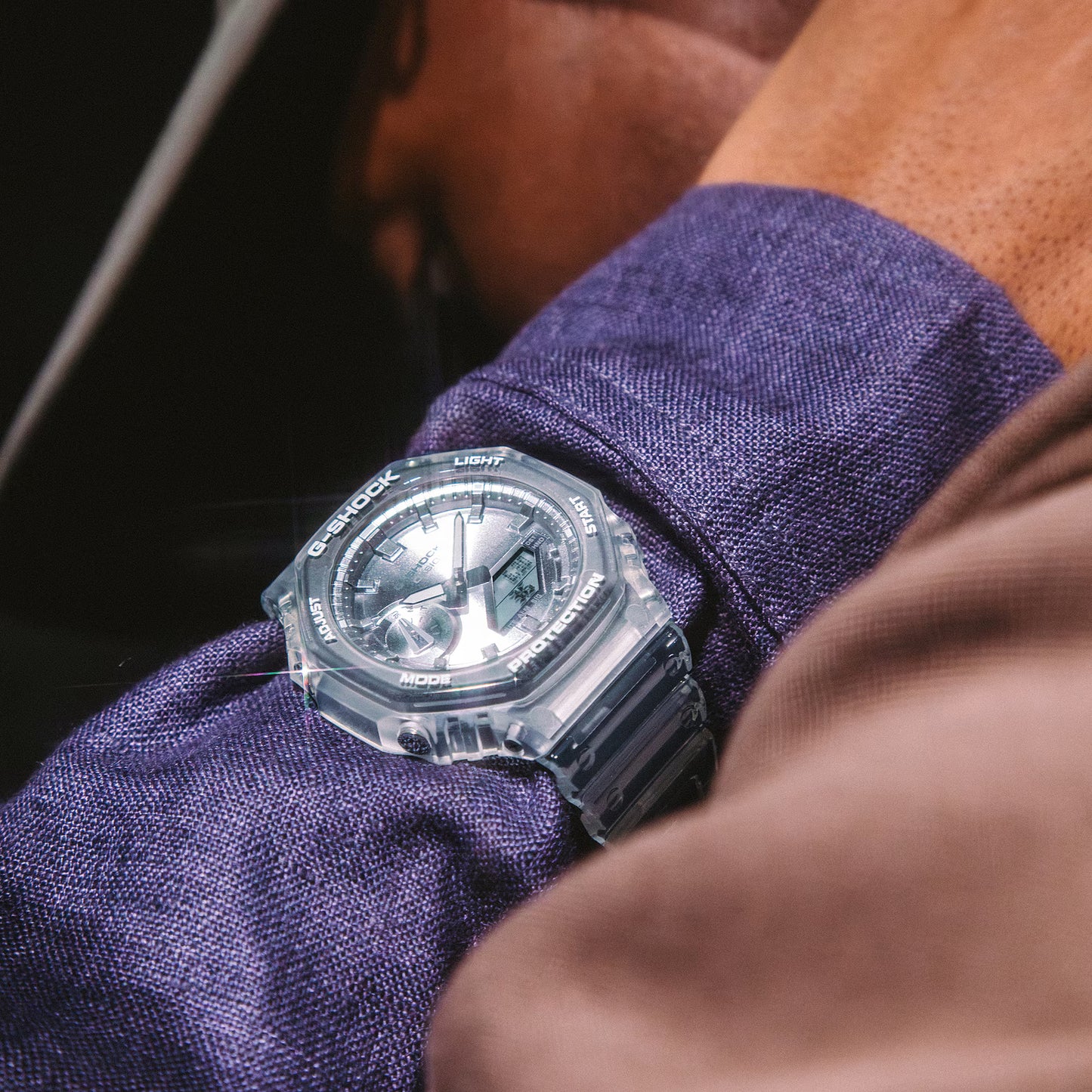 CASIO G-SHOCK GA-2100BM-7A8 "CASIOAK" SILVER DIAL TRANSPARENT MEN'S WATCH