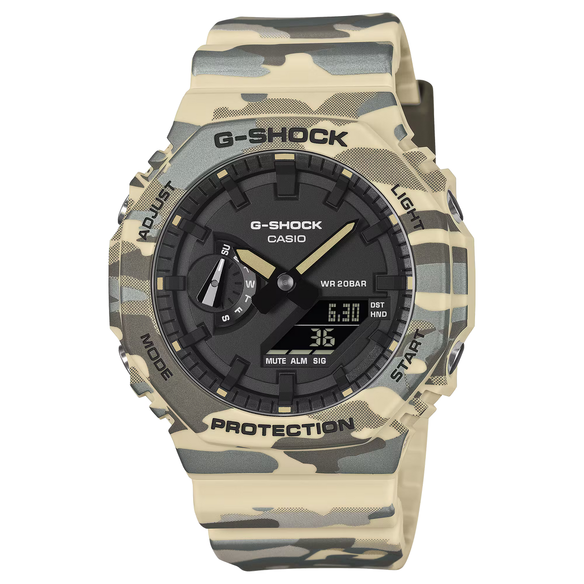 CASIO G-SHOCK GA-2100CM-5A CAMOUFLAGE BLACK DIAL A/D WATCH