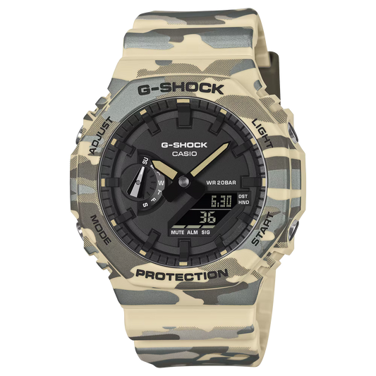 CASIO G-SHOCK GA-2100CM-5A CAMOUFLAGE BLACK DIAL A/D WATCH