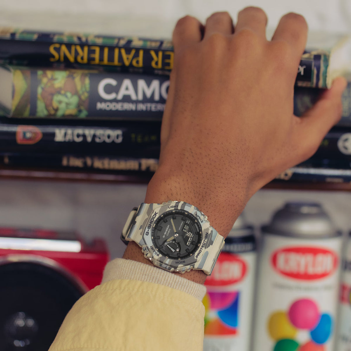 CASIO G-SHOCK GA-2100CM-5A CAMOUFLAGE BLACK DIAL A/D WATCH