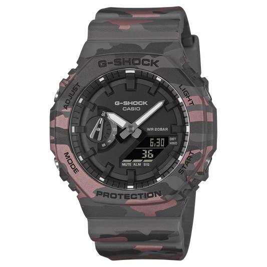 CASIO G-SHOCK GA-2100CM-8A CAMOUFLAGE BLACK DIAL A/D WATCH