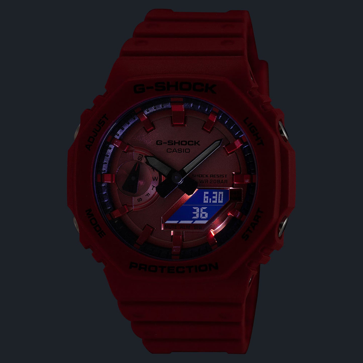 CASIO G-SHOCK GA-2100RRB-4A "CASIOAK" NEW VIVID RED A/D WATCH