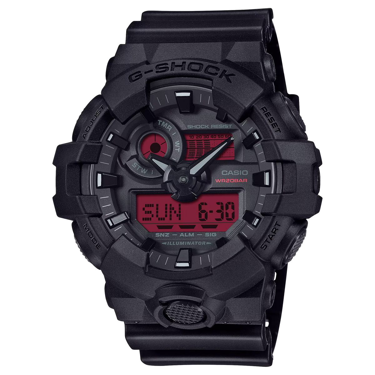 CASIO G-SHOCK GA-700BBR-1A BLACK AND RED A/D WATCH