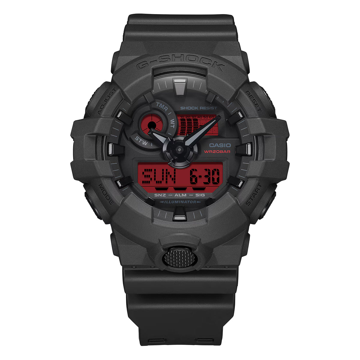 CASIO G-SHOCK GA-700BBR-1A BLACK AND RED A/D WATCH