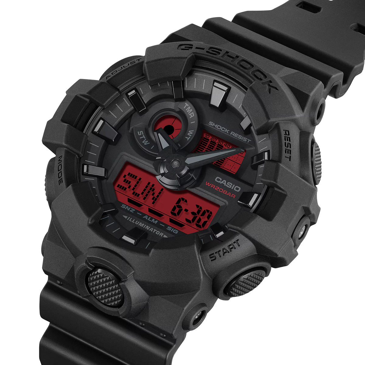 CASIO G-SHOCK GA-700BBR-1A BLACK AND RED A/D WATCH