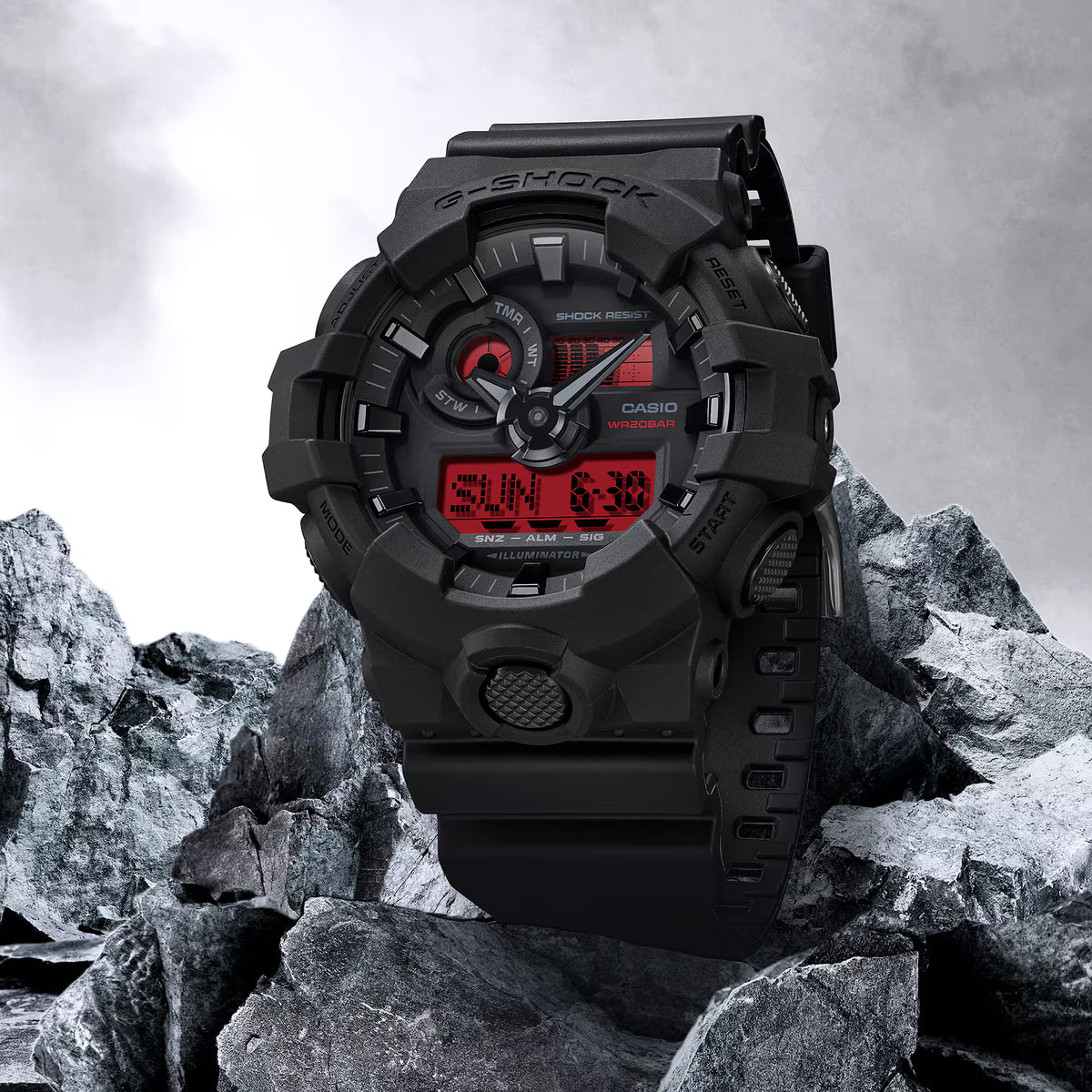 CASIO G-SHOCK GA-700BBR-1A BLACK AND RED A/D WATCH
