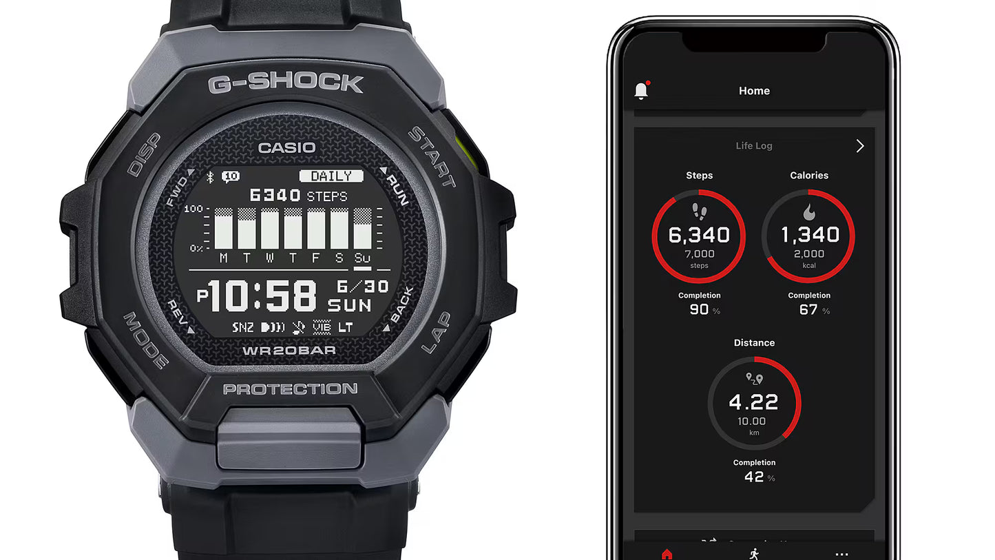 CASIO G-SHOCK GBD-300-1 G-SQUAD BLUETOOTH BLACK DIGITAL WATCH