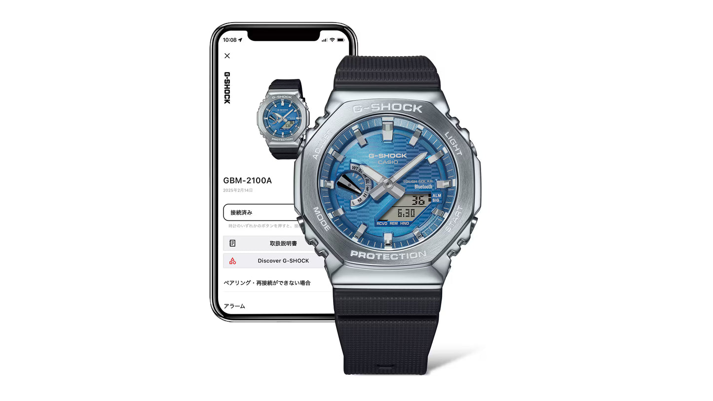CASIO G-SHOCK GBM-2100A-2B BLUE DIAL "CASIOAK" SOLAR BLUETOOTH G-STEEL WATCH
